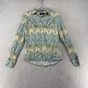 RRL Ralph Lauren Womens Long Sleeve Button Down‎ Western Aztec Shirt Size 1/XS